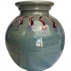 Artist Signed Glazed Pottery Vase Decorative Modern Abstract White Clay Coils